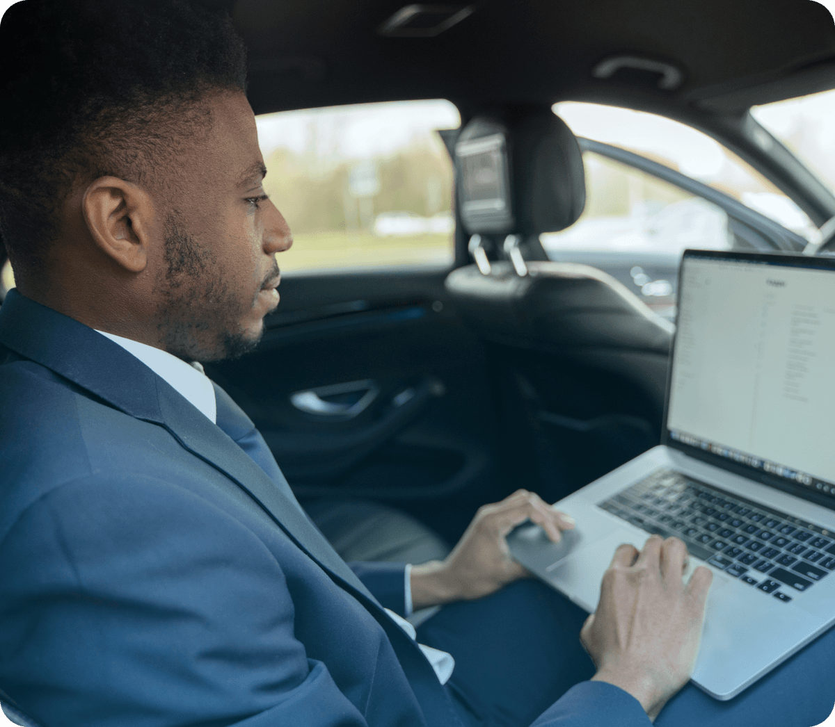 Driver using laptop